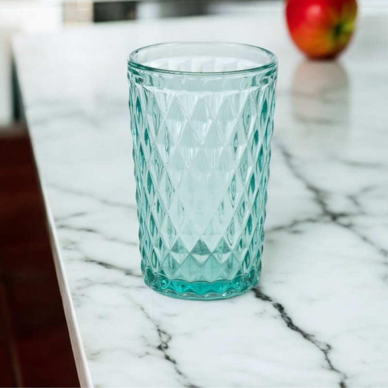 Juego de 6 vasos de vidrio para agua o refrescos Verde Aqua