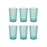 Juego de 6 vasos de vidrio para agua o refrescos Verde Aqua