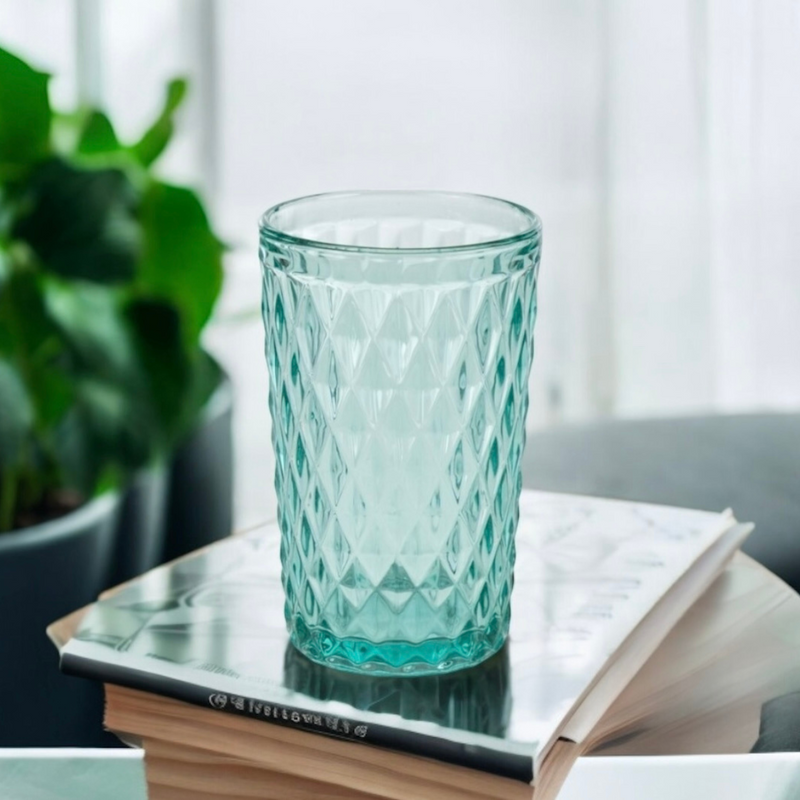 Juego de 6 vasos de vidrio para agua o refrescos Verde Aqua