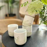 Juego de 4 tazas tipo cuenco para cafe de porcelana diseño Verde